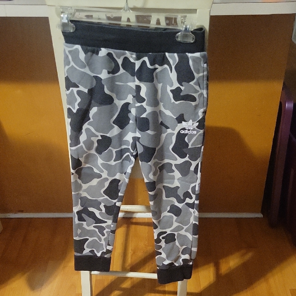 Adidas Kids Camo Joggers - Black and Gray